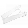 Dlhé spoločenské rukavice saténové - biela (12 pár)