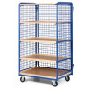 Policový vozík vysoký, tri strany drôtené, päť poschodí z ohranenej drevotriesky, 400 kg Policový vozík vysoký, tri strany drôtené, päť poschodí z ohranenej drevotriesky, 400 kg