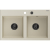 Mexen Hektor, 2-komorový granitový drez 800x480x205 mm, béžová, grafitový sifón, 6521802000-69-B Mexen Hektor, 2-komorový granitový drez 800x480x205 mm, béžová, grafitový sifón, 6521802000-69-B