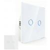 SKLENENÝ SCHODISKOVÝ DOTYKOVÝ SPÍNAČ LED, 2-TLAČIDLOVÝ DVOJITÝ BIELY SKLENENÝ SCHODISKOVÝ DOTYKOVÝ SPÍNAČ LED, 2-TLAČIDLOVÝ DVOJITÝ BIELY