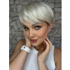 Snehobiela krátka parochňa z pravých a umelých vlasov Grace Snehobiela krátka parochňa z pravých a umelých vlasov Grace