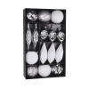 MagicHome Gule set 15 ks bielo strieborné na vianočný stromček 8-15 cm MagicHome Gule set 15 ks bielo strieborné na vianočný stromček 8-15 cm
