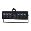 Panel s 6x spínačmi Rocker, voltmeter + 2x USB zásuvka, 12/24V Panel s 6x spínačmi Rocker, voltmeter + 2x USB zásuvka, 12/24V
