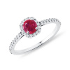 Diamantový halo prsteň z bieleho zlata s rubínom KLENOTA R0317702 Diamantový halo prsteň z bieleho zlata s rubínom KLENOTA R0317702