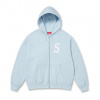 Supreme S Logo Zip Up Hooded Sweatshirt Color: Light Blue, Size: M Supreme S Logo Zip Up Hooded Sweatshirt Color: Light Blue, Size: M