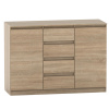 2 dverová komoda so 4 šuplíkmi, dub sonoma, HANY NEW 010 2 dverová komoda so 4 šuplíkmi, dub sonoma, HANY NEW 010