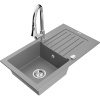 Mexen Pablo granitový drez s 1-komorou a odkvapkávačom a kuchynskou batériou Elia, sivý - 6510-71-670101-00 Mexen Pablo granitový drez s 1-komorou a odkvapkávačom a kuchynskou batériou Elia, sivý - 6510-71-670101-00