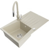 Mexen Cesar granitový jednokomorový drez s odkvapkávačom a kuchynskou batériou Savita, béžový - 6514-69-672601-69 Mexen Cesar granitový jednokomorový drez s odkvapkávačom a kuchynskou batériou Savita, béžový - 6514-69-672601-69