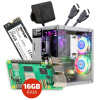 Súprava s Raspberry Pi 5 (16 GB RAM), Pironman 5, 256 GB SSD + príslušenstvo Súprava s Raspberry Pi 5 (16 GB RAM), Pironman 5, 256 GB SSD + príslušenstvo