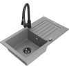 Mexen Pablo žulový drez s 1 komorou a odkvapkávačom a kuchynskou batériou Elia, sivý - 6510-71-670101-70-B Mexen Pablo žulový drez s 1 komorou a odkvapkávačom a kuchynskou batériou Elia, sivý - 6510-71-670101-70-B