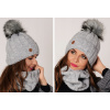 Zimný set čepice s bambulí a šál, pletený tunel ZIZI17/K7 Farba: Šedá, Veľkosť: Universal Zimný set čepice s bambulí a šál, pletený tunel ZIZI17/K7 Farba: Šedá, Veľkosť: Universal