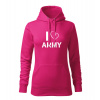 DRAGOWA dámska mikina s kapucňou i love army, ružová 320g/m2 - XL DRAGOWA dámska mikina s kapucňou i love army, ružová 320g/m2 - XL