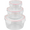 Dóza MagicHome, sada 3 ks, sklenená, sklo, okrúhla, s vekom, 370/800/1500 ml Dóza MagicHome, sada 3 ks, sklenená, sklo, okrúhla, s vekom, 370/800/1500 ml