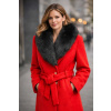 Max Original Leather Vlnený kabát s pravou kožušinou REBECCA FUR red/black Farba: Red, Veľkosť: 48 XL Max Original Leather Vlnený kabát s pravou kožušinou REBECCA FUR red/black Farba: Red, Veľkosť: 48 XL