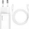 Baseus rýchlonabíjačka do siete Super Si USB-C PD QC 20W s Lightning káblom 1m biela Baseus rýchlonabíjačka do siete Super Si USB-C PD QC 20W s Lightning káblom 1m biela