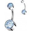 Titánový piercing do pupku s vnútorným závitom a Swarovski zirkónmi Farba: Aqua, Dĺžka / priemer: 10 mm, Veľkosť koncovky: 5 & 8 mm Titánový piercing do pupku s vnútorným závitom a Swarovski zirkónmi Farba: Aqua, Dĺžka / priemer: 10 mm, Veľkosť koncovky: 5 & 8 mm