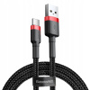 Baseus CATKLF-C91 Cafule, odolný nylonový USB / USB-C QC3.0 2A, 2m, černo-červený Baseus CATKLF-C91 Cafule, odolný nylonový USB / USB-C QC3.0 2A, 2m, černo-červený