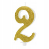 PartyDeco Sviečka na tortu číslo 2 zlatá PartyDeco Sviečka na tortu číslo 2 zlatá