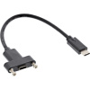 Kábel USB 3.2 Gen 2, Typ C CM/CF 0.2m, 10Gbps, PD 100w, predlžovací, čierny, s panelovým konektorom Kábel USB 3.2 Gen 2, Typ C CM/CF 0.2m, 10Gbps, PD 100w, predlžovací, čierny, s panelovým konektorom