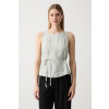 United Colors of Benetton top dámsky ľanový 5BMLDQ0DZ zelená M United Colors of Benetton top dámsky ľanový 5BMLDQ0DZ zelená M