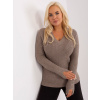 Pulóver s výstrihom - tmavá béžová (Dámsky pulóver ) Pulóver s výstrihom - tmavá béžová (Dámsky pulóver )