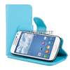 Kožený obal Samsung Galaxy S IV Mini – Wallet Stand – modrá