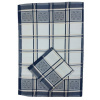 Kuchynské utierky EGYPTSKÁ BAVLNA SOLE BLUE, modro-biele káro s ornamentami, 3 Kuchynské utierky EGYPTSKÁ BAVLNA SOLE BLUE, modro-biele káro s ornamentami, 3