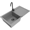 Mexen Leo granitový drez 1-komorový s odkvapkávačom a kuchynskou batériou Telma, sivý - 6501-71-670200-70-B Mexen Leo granitový drez 1-komorový s odkvapkávačom a kuchynskou batériou Telma, sivý - 6501-71-670200-70-B