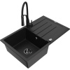 Mexen Bruno, 1-komorový granitový drez 795x495x200 mm a drezová batéria Aster, čierna, 6513-77-73450-70-B Mexen Bruno, 1-komorový granitový drez 795x495x200 mm a drezová batéria Aster, čierna, 6513-77-73450-70-B