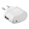 Napájací a nabíjací adaptér 230V na USB, 1A, biela farba Napájací a nabíjací adaptér 230V na USB, 1A, biela farba