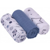 Baby Nellys mušelínové Lux Kosmo 70 x 80 modrá/biela 3 ks Baby Nellys mušelínové Lux Kosmo 70 x 80 modrá/biela 3 ks