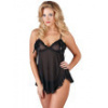 Ľahký priesvitný babydoll s prestrihmi na prsiach + tangá, Cottelli Collection Ľahký priesvitný babydoll s prestrihmi na prsiach + tangá, Cottelli Collection