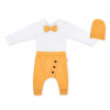 Baby Nellys 3-dielna sada Hubert, body s motýlikom, tepláčiky a čiapočka - hořčica, veľ.98 Baby Nellys 3-dielna sada Hubert, body s motýlikom, tepláčiky a čiapočka - hořčica, veľ.98