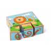 Woody kubus puzzle exotické zvieratá 3x3