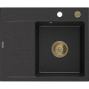 Mexen Ben granitový drez s 1 komorou a odkvapkávačom, pravý 600 x 500 mm čierny/strieborný metalik sifón zlatý Mexen Ben granitový drez s 1 komorou a odkvapkávačom, pravý 600 x 500 mm čierny/strieborný metalik sifón zlatý