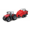 Bburago Farm Traktor Massey Ferguson 8740S + Baler Lifter Rood 1:50 Bburago Farm Traktor Massey Ferguson 8740S + Baler Lifter Rood 1:50