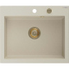 Mexen Elix, 1-korový granitový drez 600 x 500 mm, béžová, zlatý sifón, 6525601005-69-G Mexen Elix, 1-korový granitový drez 600 x 500 mm, béžová, zlatý sifón, 6525601005-69-G