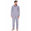 Teplé pánske froté pyžamo jednofarebné jeans 3XL Šedá Teplé pánske froté pyžamo jednofarebné jeans 3XL Šedá