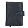 Double-D tmavomodrá kožená vyskakovacia mini peňaženka, držiak na karty 10×7 cm Double-D tmavomodrá kožená vyskakovacia mini peňaženka, držiak na karty 10×7 cm