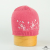 Dievčenská pletená čiapka s výšivkou - ružová Dievčenská pletená čiapka s výšivkou - ružová