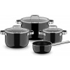 Sada hrncov s rajnicou a 3 pokrievkami Fusiontec Mineral Pro čierna, 7 dielov Sada hrncov s rajnicou a 3 pokrievkami Fusiontec Mineral Pro čierna, 7 dielov