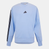 adidas Essentials 3-Stripes Fleece Sweatshirt Mens Glow Blue M adidas Essentials 3-Stripes Fleece Sweatshirt Mens Glow Blue M