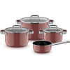Sada hrncov s rajnicou a 3 pokrievkami Fusiontec Mineral Pro, ružový kremeň, 7 dielov Sada hrncov s rajnicou a 3 pokrievkami Fusiontec Mineral Pro, ružový kremeň, 7 dielov