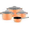Sada hrncov s rajnicou a 3 pokrievkami Fusiontec Mineral Pro, oranžová, 7 dielov Sada hrncov s rajnicou a 3 pokrievkami Fusiontec Mineral Pro, oranžová, 7 dielov