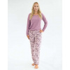 Dámské pyžamo dlouhé GINA 19159P šedorůžová lékořice XXL Dámské pyžamo dlouhé GINA 19159P šedorůžová lékořice XXL