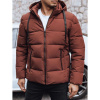 Pánska zimná prešívaná bunda s kapucňou, tehlovo červená Pánska zimná prešívaná bunda s kapucňou, tehlovo červená