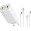 COLORWAY 2x USB-C, 1x USB-A/ síťová nabíječka/ GaN/ PD/ PPS/ 65W/ Včetně 2x kabelů, USB-C-USB-C, USB-C-Lightning/ Bílá CW-CHS058PDCL-WT COLORWAY 2x USB-C, 1x USB-A/ síťová nabíječka/ GaN/ PD/ PPS/ 65W/ Včetně 2x kabelů, USB-C-USB-C, USB-C-Lightning/ Bílá CW-CHS058PDCL-WT