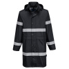 PORTWEST FR437 / Unisex ľahká reflexná bunda do dažďa 100 cm - čierna XXL PORTWEST FR437 / Unisex ľahká reflexná bunda do dažďa 100 cm - čierna XXL