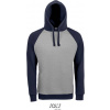 SOL´S SEATTLE / Unisex 2-farebná raglánová mikina s kapucňou - grey melange/french navy L SOL´S SEATTLE / Unisex 2-farebná raglánová mikina s kapucňou - grey melange/french navy L
