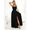 Numoco 589-1 Dlhé šaty s jemným leskom a korzetovým šnurovaním vzadu - čierne s trblietkami Numoco 589-1 Dlhé šaty s jemným leskom a korzetovým šnurovaním vzadu - čierne s trblietkami